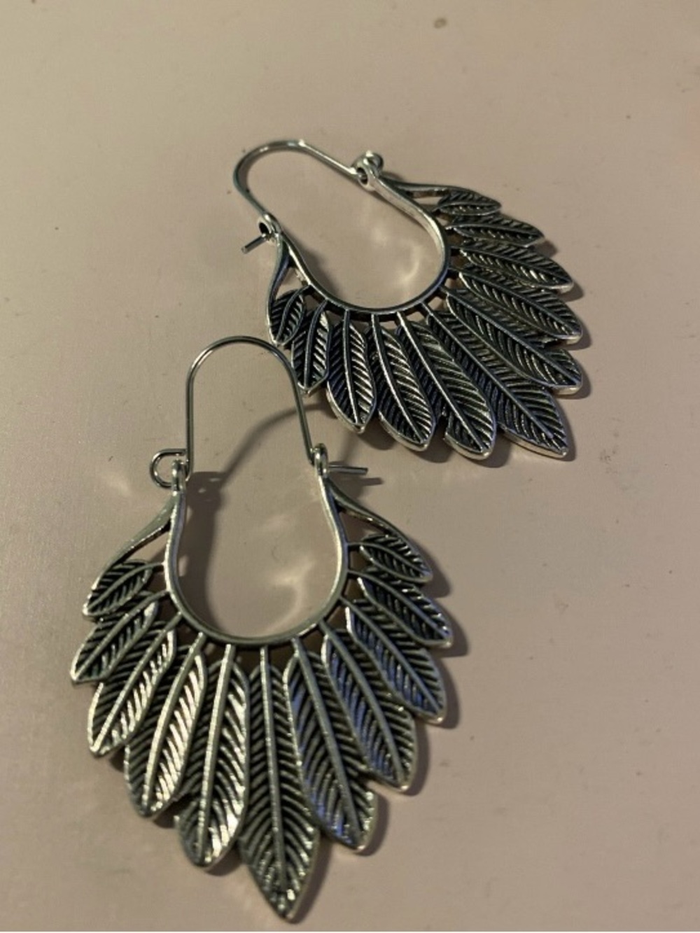 Silver toned Leaf Fan Drop Earrings - Women Jewelry